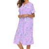imageEkouaer House Dress for Women with Pockets Button Down Duster Housecoat Short Sleeve Mumu Nightgown SXXXLPurple Daisy