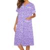 imageEkouaer House Dress for Women with Pockets Button Down Duster Housecoat Short Sleeve Mumu Nightgown SXXXLPurple Dots