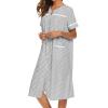 imageEkouaer House Dress for Women with Pockets Button Down Duster Housecoat Short Sleeve Mumu Nightgown SXXXLStriped Black