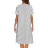 imageEkouaer House Dress for Women with Pockets Button Down Duster Housecoat Short Sleeve Mumu Nightgown SXXXLStriped Black