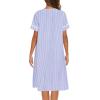 imageEkouaer House Dress for Women with Pockets Button Down Duster Housecoat Short Sleeve Mumu Nightgown SXXXLStriped Blue