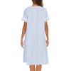 imageEkouaer House Dress for Women with Pockets Button Down Duster Housecoat Short Sleeve Mumu Nightgown SXXXLStriped Light Blue