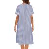 imageEkouaer House Dress for Women with Pockets Button Down Duster Housecoat Short Sleeve Mumu Nightgown SXXXLStriped Navy