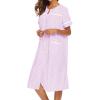 imageEkouaer House Dress for Women with Pockets Button Down Duster Housecoat Short Sleeve Mumu Nightgown SXXXLStriped Pink