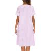 imageEkouaer House Dress for Women with Pockets Button Down Duster Housecoat Short Sleeve Mumu Nightgown SXXXLStriped Pink