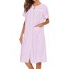imageEkouaer House Dress for Women with Pockets Button Down Duster Housecoat Short Sleeve Mumu Nightgown SXXXLStriped Pink