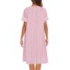 imageEkouaer House Dress for Women with Pockets Button Down Duster Housecoat Short Sleeve Mumu Nightgown SXXXLStriped Red