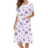 imageEkouaer House Dress for Women with Pockets Button Down Duster Housecoat Short Sleeve Mumu Nightgown SXXXLWhite Flower