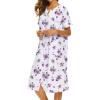 imageEkouaer House Dress for Women with Pockets Button Down Duster Housecoat Short Sleeve Mumu Nightgown SXXXLWhite Flower
