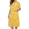 imageEkouaer House Dress for Women with Pockets Button Down Duster Housecoat Short Sleeve Mumu Nightgown SXXXLYellow Flower