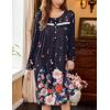 imageEkouaer Nightgowns for Women Long Sleeve Sleepshirt Button Nightshirt Floral Sleepwear Night Dress with Pockets SXXXLBlack Floral