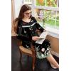 imageEkouaer Nightgowns for Women Long Sleeve Sleepshirt Button Nightshirt Floral Sleepwear Night Dress with Pockets SXXXLBlack Leaf  Butterfly