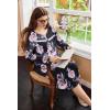 imageEkouaer Nightgowns for Women Long Sleeve Sleepshirt Button Nightshirt Floral Sleepwear Night Dress with Pockets SXXXLBlack Orange Floral
