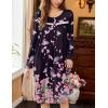 imageEkouaer Nightgowns for Women Long Sleeve Sleepshirt Button Nightshirt Floral Sleepwear Night Dress with Pockets SXXXLBlack Pink Floral