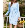 imageEkouaer Nightgowns for Women Long Sleeve Sleepshirt Button Nightshirt Floral Sleepwear Night Dress with Pockets SXXXLBlue Floral