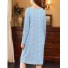 imageEkouaer Nightgowns for Women Long Sleeve Sleepshirt Button Nightshirt Floral Sleepwear Night Dress with Pockets SXXXLBlue White Floral
