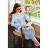 imageEkouaer Nightgowns for Women Long Sleeve Sleepshirt Button Nightshirt Floral Sleepwear Night Dress with Pockets SXXXLBlue White Floral