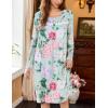 imageEkouaer Nightgowns for Women Long Sleeve Sleepshirt Button Nightshirt Floral Sleepwear Night Dress with Pockets SXXXLGreen Floral