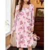 imageEkouaer Nightgowns for Women Long Sleeve Sleepshirt Button Nightshirt Floral Sleepwear Night Dress with Pockets SXXXLPink Floral