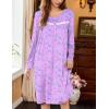 imageEkouaer Nightgowns for Women Long Sleeve Sleepshirt Button Nightshirt Floral Sleepwear Night Dress with Pockets SXXXLPurple Floral