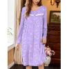 imageEkouaer Nightgowns for Women Long Sleeve Sleepshirt Button Nightshirt Floral Sleepwear Night Dress with Pockets SXXXLPurple White Floral