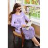 imageEkouaer Nightgowns for Women Long Sleeve Sleepshirt Button Nightshirt Floral Sleepwear Night Dress with Pockets SXXXLPurple White Floral
