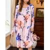 imageEkouaer Nightgowns for Women Long Sleeve Sleepshirt Button Nightshirt Floral Sleepwear Night Dress with Pockets SXXXLWhite Blue Floral