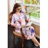 imageEkouaer Nightgowns for Women Long Sleeve Sleepshirt Button Nightshirt Floral Sleepwear Night Dress with Pockets SXXXLWhite Blue Floral