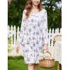 imageEkouaer Nightgowns for Women Long Sleeve Sleepshirt Button Nightshirt Floral Sleepwear Night Dress with Pockets SXXXLWhite Purple Floral