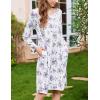 imageEkouaer Nightgowns for Women Long Sleeve Sleepshirt Button Nightshirt Floral Sleepwear Night Dress with Pockets SXXXLWhite Purple Floral