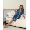 imageEkouaer Womens Nightgown Button Down Sleepshirt Short Sleeve Nightshirt V Neck Sleepwear Pajama DressDark Blue
