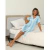 imageEkouaer Womens Nightgown Button Down Sleepshirt Short Sleeve Nightshirt V Neck Sleepwear Pajama DressLight Blue