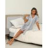 imageEkouaer Womens Nightgown Button Down Sleepshirt Short Sleeve Nightshirt V Neck Sleepwear Pajama DressLight Grey