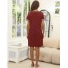 imageEkouaer Womens Nightgown Button Down Sleepshirt Short Sleeve Nightshirt V Neck Sleepwear Pajama DressWine Red