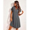imageEkouaer Womens Nightgown Short Flare Sleeve Sleepshirt VNeck Sleepwear Soft Nightshirt Pajama Dress SXXLGrey