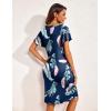 imageEkouaer Womens Nightgown Short Flare Sleeve Sleepshirt VNeck Sleepwear Soft Nightshirt Pajama Dress SXXLLeaf Print