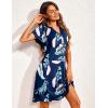 imageEkouaer Womens Nightgown Short Flare Sleeve Sleepshirt VNeck Sleepwear Soft Nightshirt Pajama Dress SXXLLeaf Print