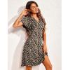 imageEkouaer Womens Nightgown Short Flare Sleeve Sleepshirt VNeck Sleepwear Soft Nightshirt Pajama Dress SXXLLeopard Print