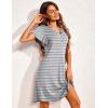 imageEkouaer Womens Nightgown Short Flare Sleeve Sleepshirt VNeck Sleepwear Soft Nightshirt Pajama Dress SXXLStripe Print