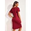 imageEkouaer Womens Nightgown Short Flare Sleeve Sleepshirt VNeck Sleepwear Soft Nightshirt Pajama Dress SXXLWine Red