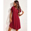 imageEkouaer Womens Nightgown Short Flare Sleeve Sleepshirt VNeck Sleepwear Soft Nightshirt Pajama Dress SXXLWine Red