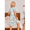 imageEkouaer Womens Nightgown Short Sleeves Sleepwear V Neck Nightgowns for Women Petal Sleeves Houses Dress Sleepshirt SXXLGreen Flower