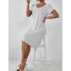 imageEkouaer Womens Nightgown Short Sleeves Sleepwear V Neck Nightgowns for Women Petal Sleeves Houses Dress Sleepshirt SXXLLight Grey