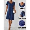 imageEkouaer Womens Nightgown Short Sleeves Sleepwear V Neck Nightgowns for Women Petal Sleeves Houses Dress Sleepshirt SXXLNavy Blue
