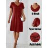 imageEkouaer Womens Nightgown Short Sleeves Sleepwear V Neck Nightgowns for Women Petal Sleeves Houses Dress Sleepshirt SXXLWine Red