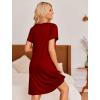 imageEkouaer Womens Nightgown Short Sleeves Sleepwear V Neck Nightgowns for Women Petal Sleeves Houses Dress Sleepshirt SXXLWine Red