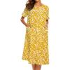 imageEkouaer House Dress for Women with Pockets Button Down Duster Housecoat Short Sleeve Mumu Nightgown SXXXLYellow Flower