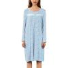 imageEkouaer Nightgowns for Women Long Sleeve Sleepshirt Button Nightshirt Floral Sleepwear Night Dress with Pockets SXXXLBlue White Floral