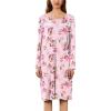 imageEkouaer Nightgowns for Women Long Sleeve Sleepshirt Button Nightshirt Floral Sleepwear Night Dress with Pockets SXXXLPink Floral