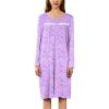 imageEkouaer Nightgowns for Women Long Sleeve Sleepshirt Button Nightshirt Floral Sleepwear Night Dress with Pockets SXXXLPurple Floral